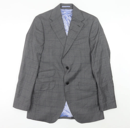 Charles Tyrwhitt Men Grey 36 Blazer Jacket Wool Cashmere Check