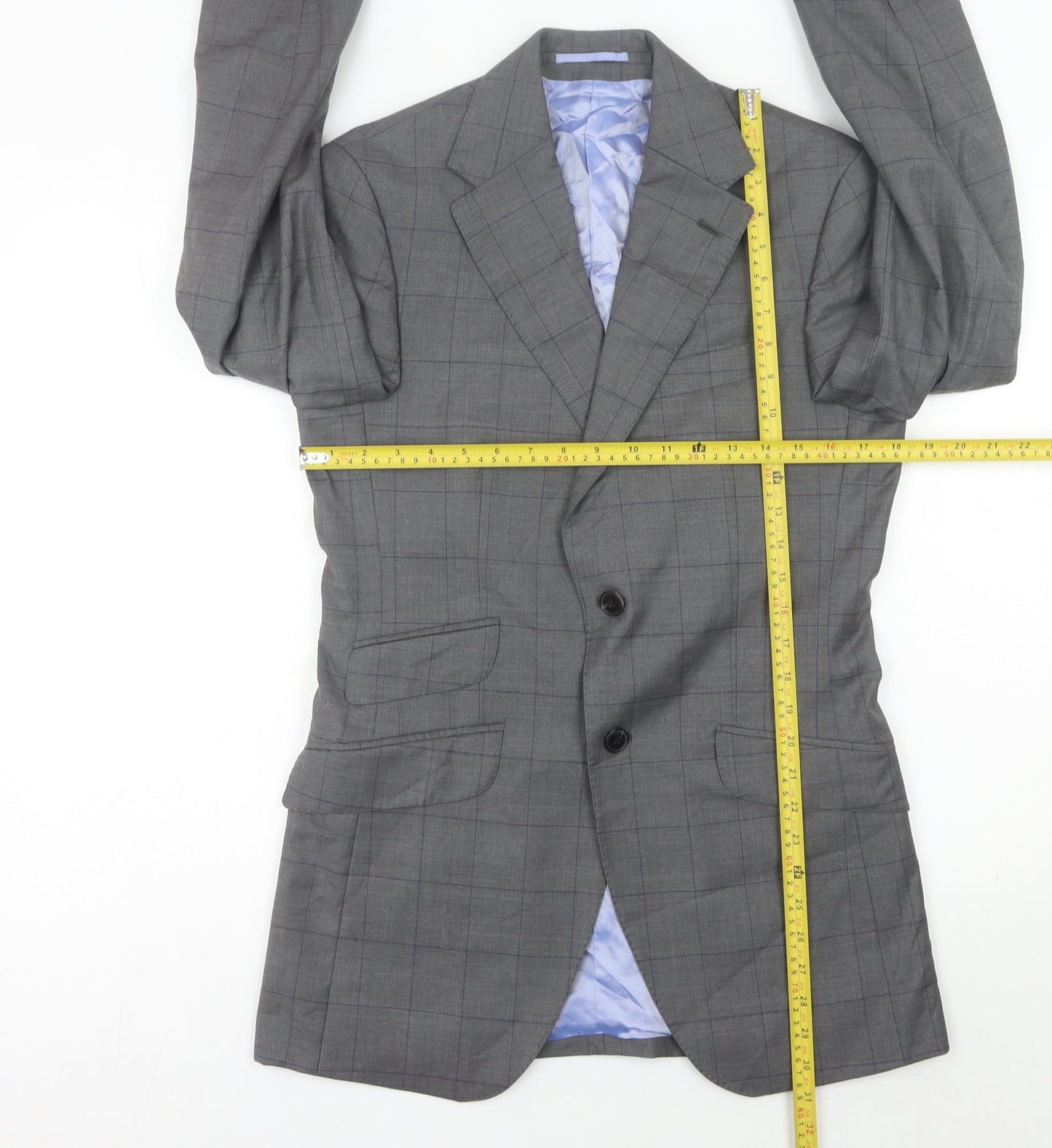 Charles Tyrwhitt Men Grey 36 Blazer Jacket Wool Cashmere Check