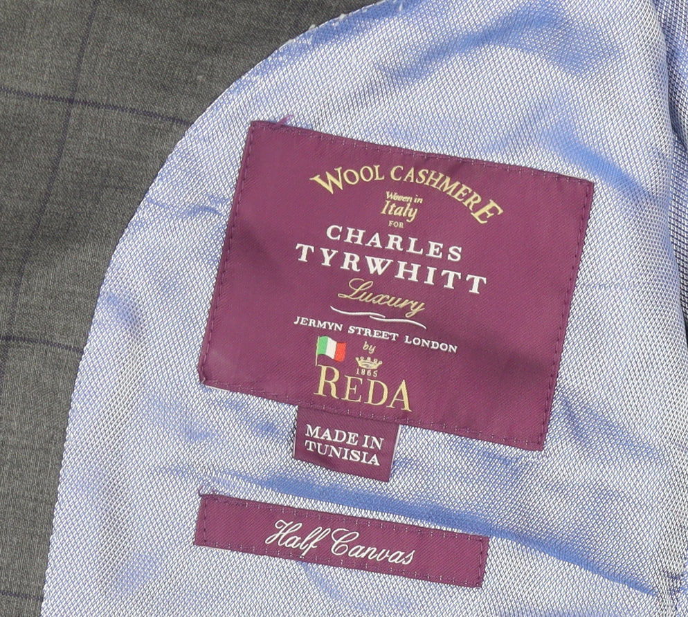 Charles Tyrwhitt Men Grey 36 Blazer Jacket Wool Cashmere Check