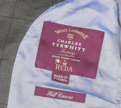 Charles Tyrwhitt Men Grey 36 Blazer Jacket Wool Cashmere Check