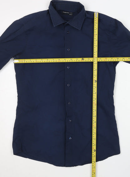 Piazzaitalia Men’s Blue Slim Fit Button-Up Long Sleeve Shirt M