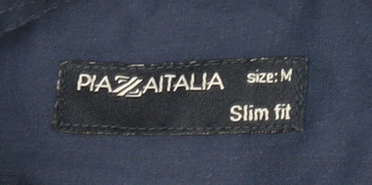 Piazzaitalia Men’s Blue Slim Fit Button-Up Long Sleeve Shirt M