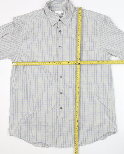 Van Heusen Men’s Grey Checked Cotton Long Sleeve Button-Up Shirt M