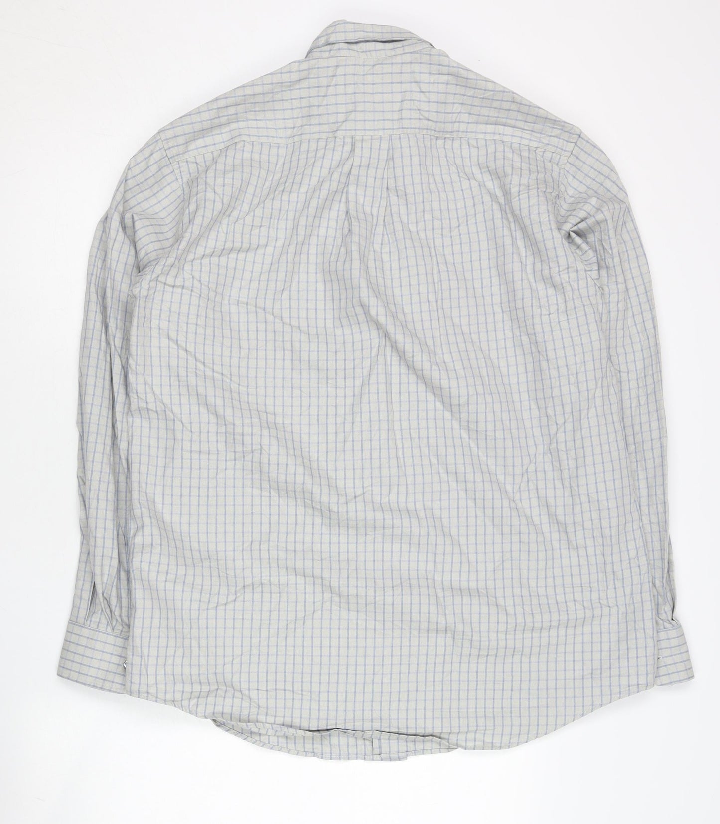 Van Heusen Men’s Grey Checked Cotton Long Sleeve Button-Up Shirt M