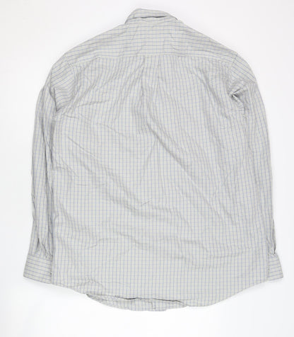 Van Heusen Men’s Grey Checked Cotton Long Sleeve Button-Up Shirt M