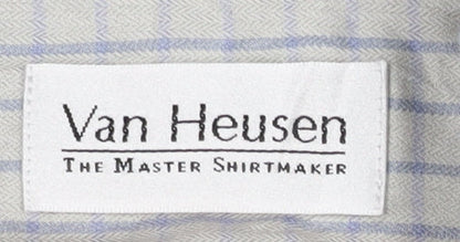 Van Heusen Men’s Grey Checked Cotton Long Sleeve Button-Up Shirt M