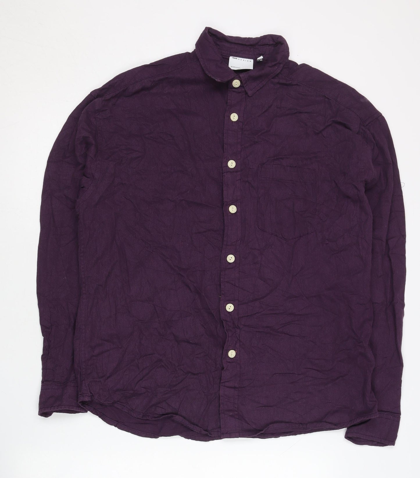 ASOS DESIGN Men’s Purple Cotton Button-Up Shirt Size S Regular Fit