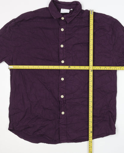 ASOS DESIGN Men’s Purple Cotton Button-Up Shirt Size S Regular Fit
