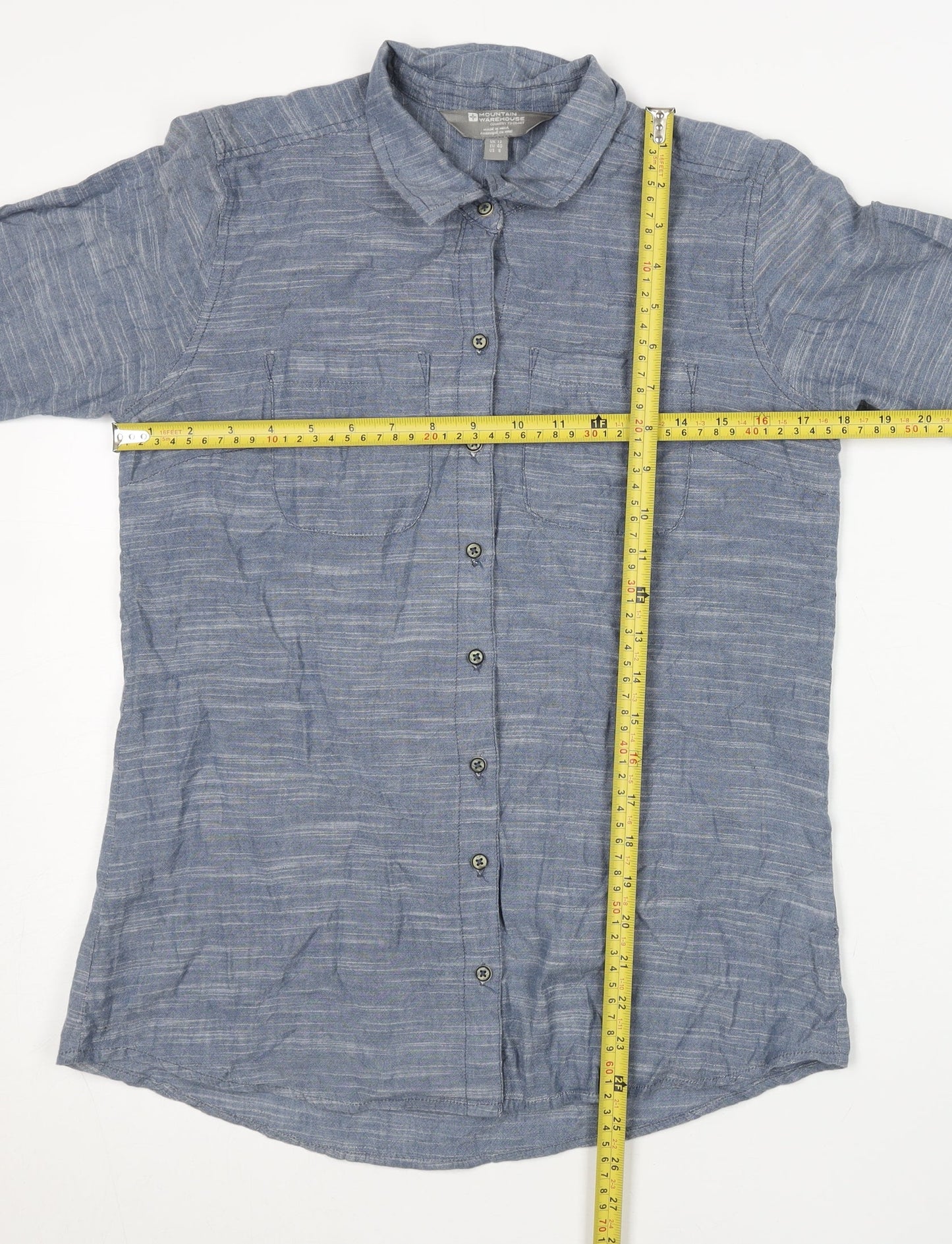 Mountain Warehouse Womens Blue Size 12 Cotton Button-Up Shirt