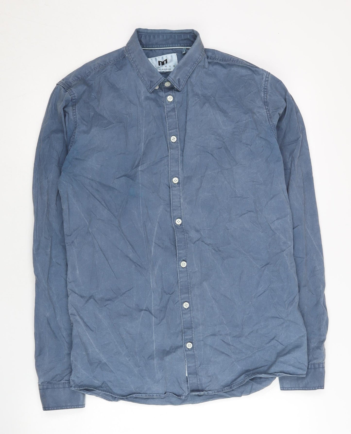 Minimum Men’s Blue Small Winslow Shirt Long Sleeve Cotton Button-Up