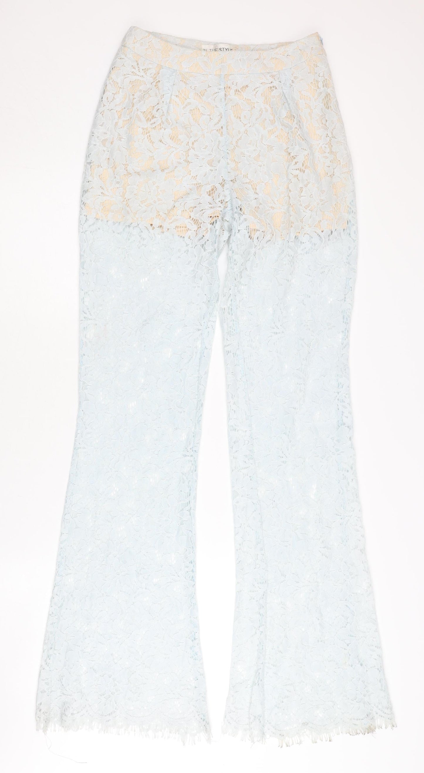 In The Style Womens Blue Lace Flared Dress Pants Size 6