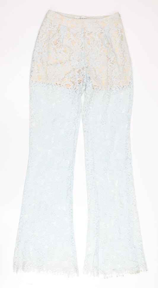 In The Style Womens Blue Lace Flared Dress Pants Size 6