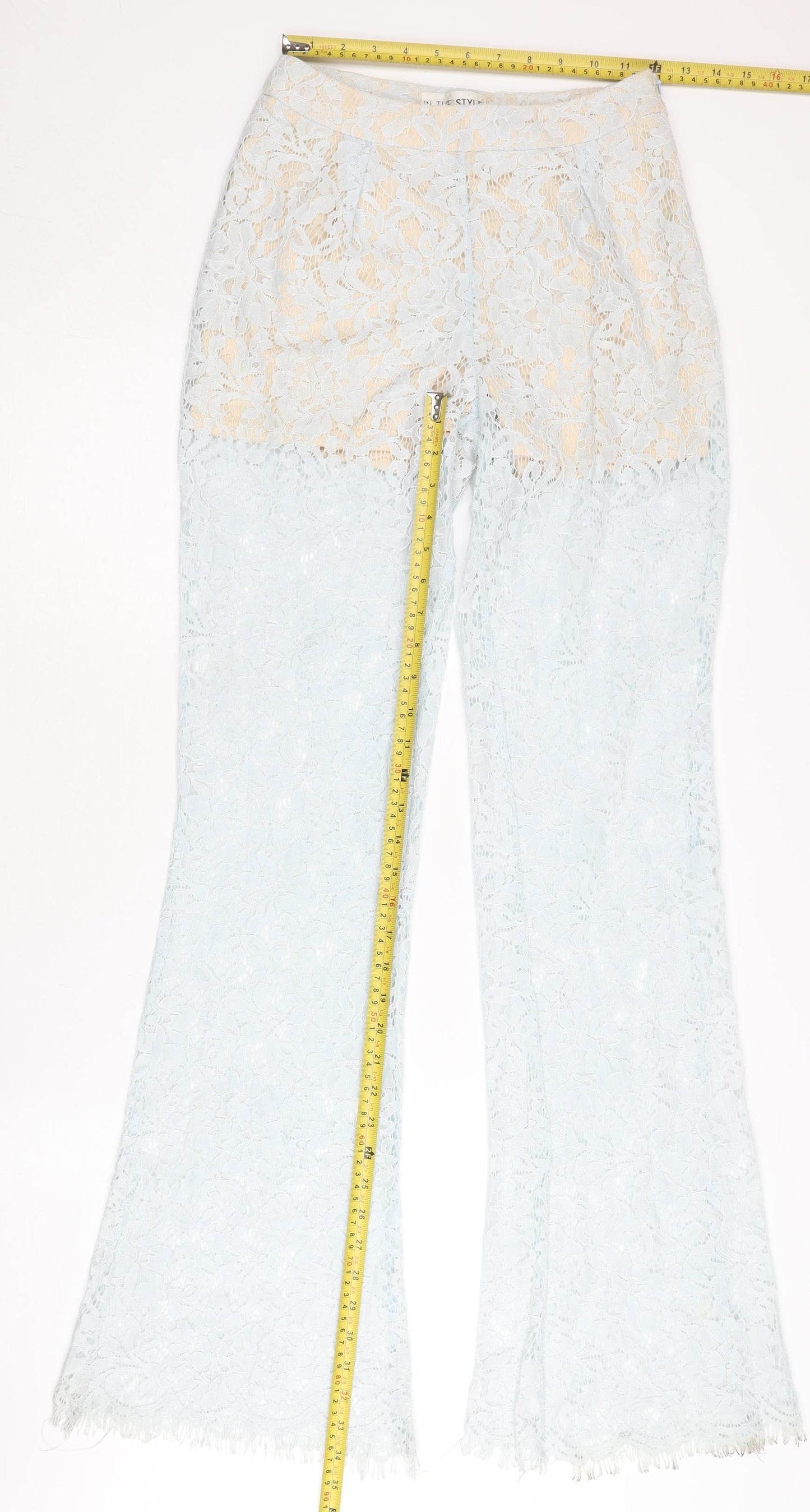 In The Style Womens Blue Lace Flared Dress Pants Size 6
