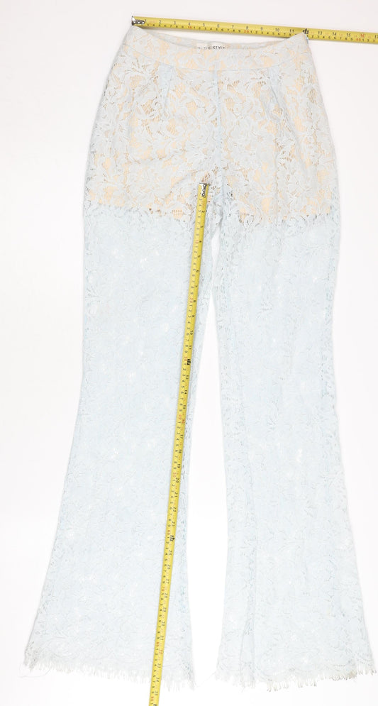 In The Style Womens Blue Lace Flared Dress Pants Size 6