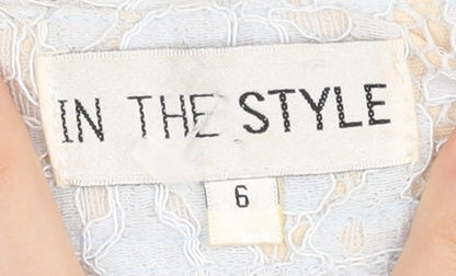 In The Style Womens Blue Lace Flared Dress Pants Size 6