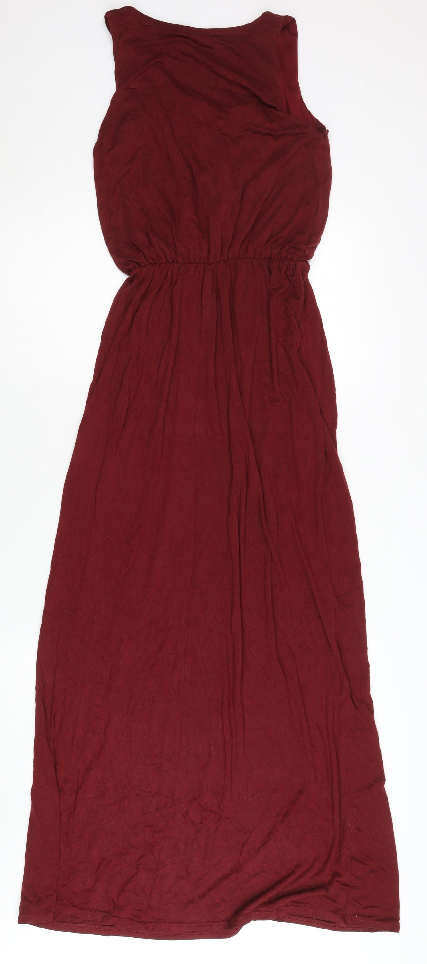 Boohoo Women Red Size 10 Maxi Sleeveless Scoop Neck Dress