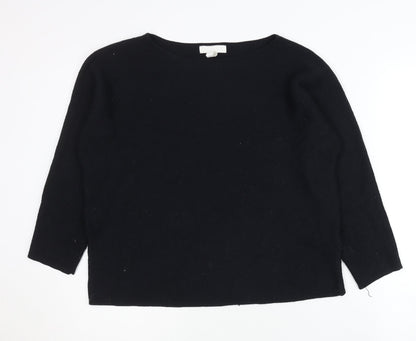 H&M Women’s Black Boat Neck Pullover Jumper Knit Top Size S