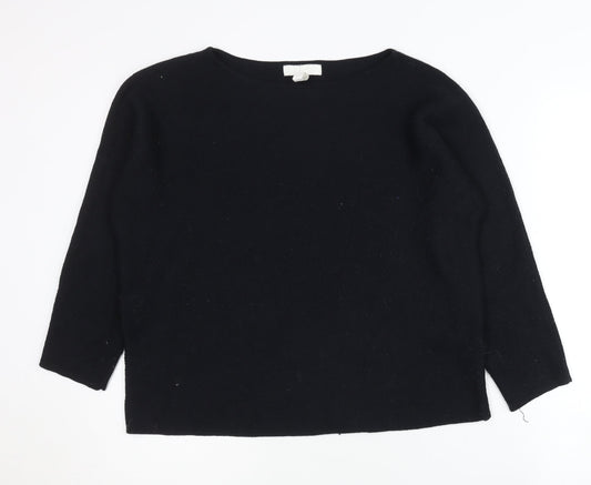 H&M Women’s Black Boat Neck Pullover Jumper Knit Top Size S