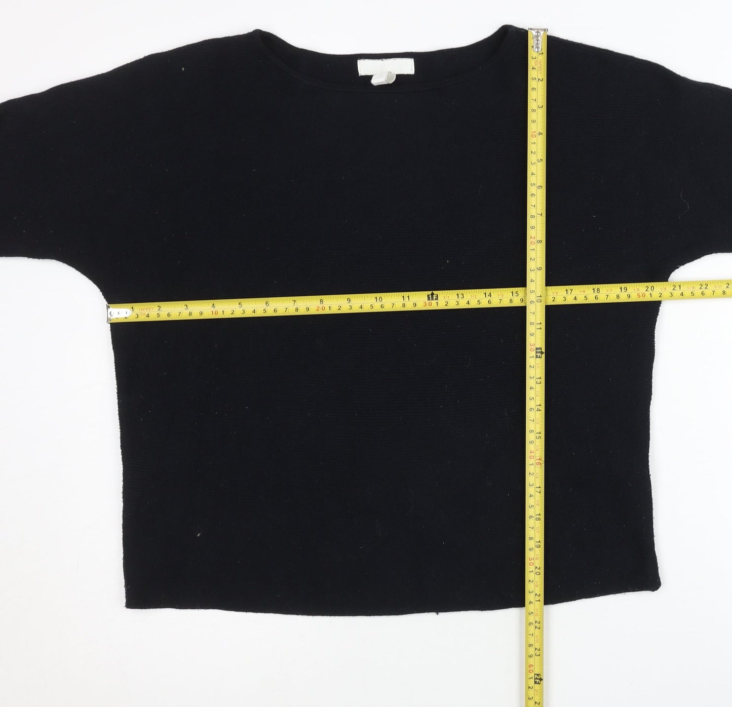 H&M Women’s Black Boat Neck Pullover Jumper Knit Top Size S