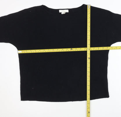 H&M Women’s Black Boat Neck Pullover Jumper Knit Top Size S