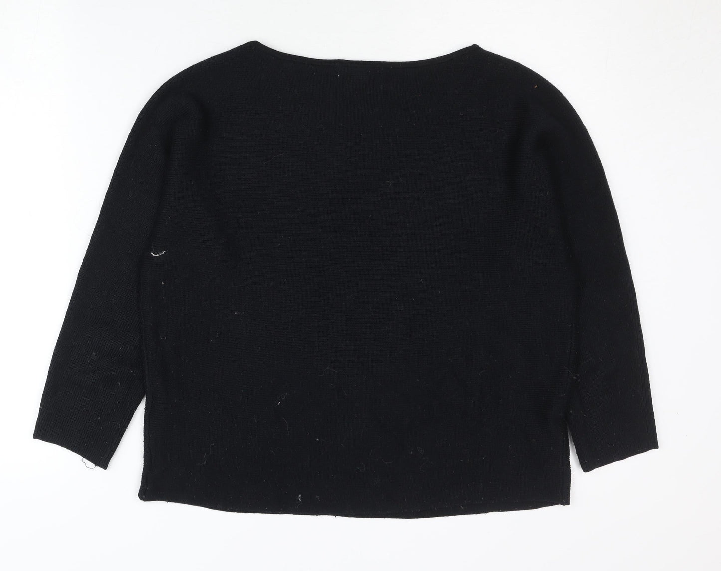 H&M Women’s Black Boat Neck Pullover Jumper Knit Top Size S