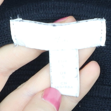 H&M Women’s Black Boat Neck Pullover Jumper Knit Top Size S