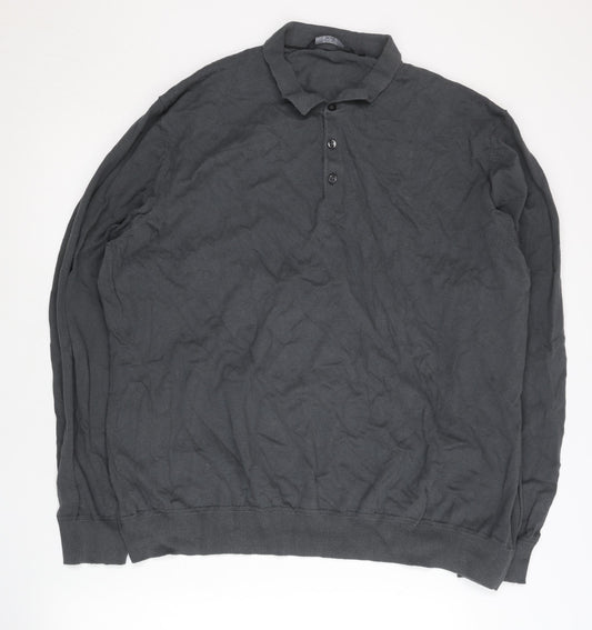 Very Man Mens Black 3XL Cotton Nylon Henley Jumper Long Sleeve