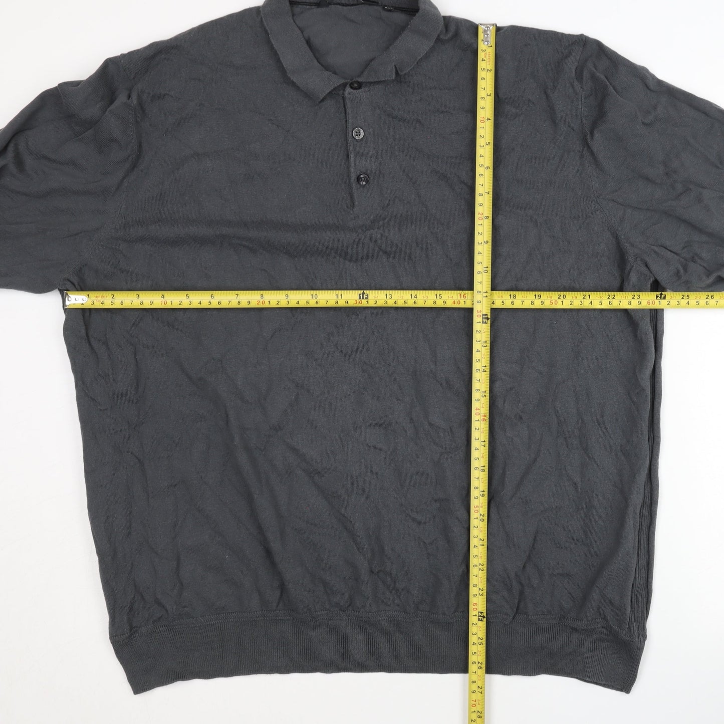 Very Man Mens Black 3XL Cotton Nylon Henley Jumper Long Sleeve