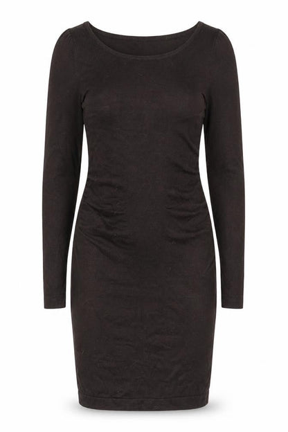Mango Women Brown Bodycon Mini Dress Size 8 Long Sleeve Ruched