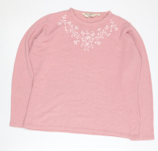 Honor Millburn Women’s Pink Floral Pullover Jumper L Acrylic Knit