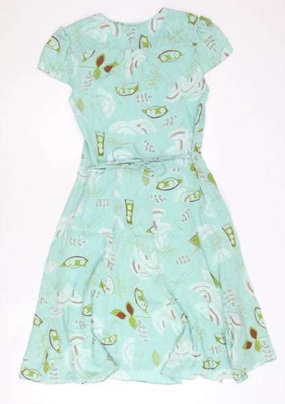 Linea Women’s Green Floral Silk Fit & Flare Dress Size 12