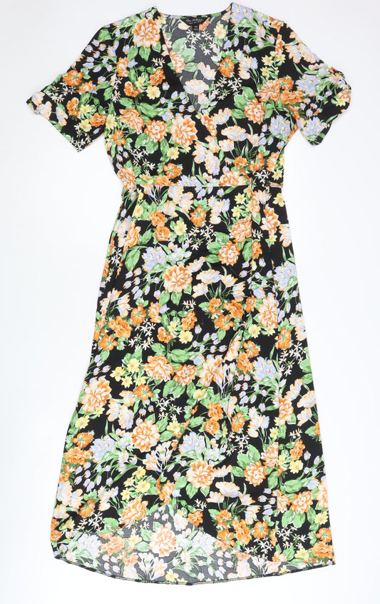 Miss Selfridge Women’s Multicoloured Floral Wrap Midi Dress Size 12