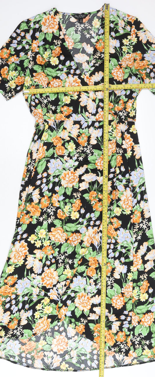 Miss Selfridge Women’s Multicoloured Floral Wrap Midi Dress Size 12
