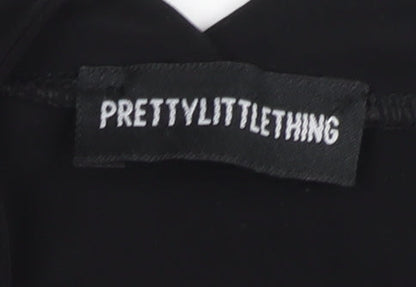 PrettyLittleThing Women Black Size 8 Bodycon Ruched Short Dress