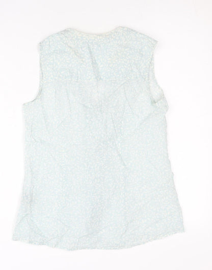 Boden Women's Blue Sleeveless Ruffle Blouse UK 8 Cotton Tunic Top