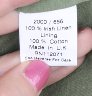 Jigsaw Women Green Linen Blazer Jacket Size 14 Single-Breasted