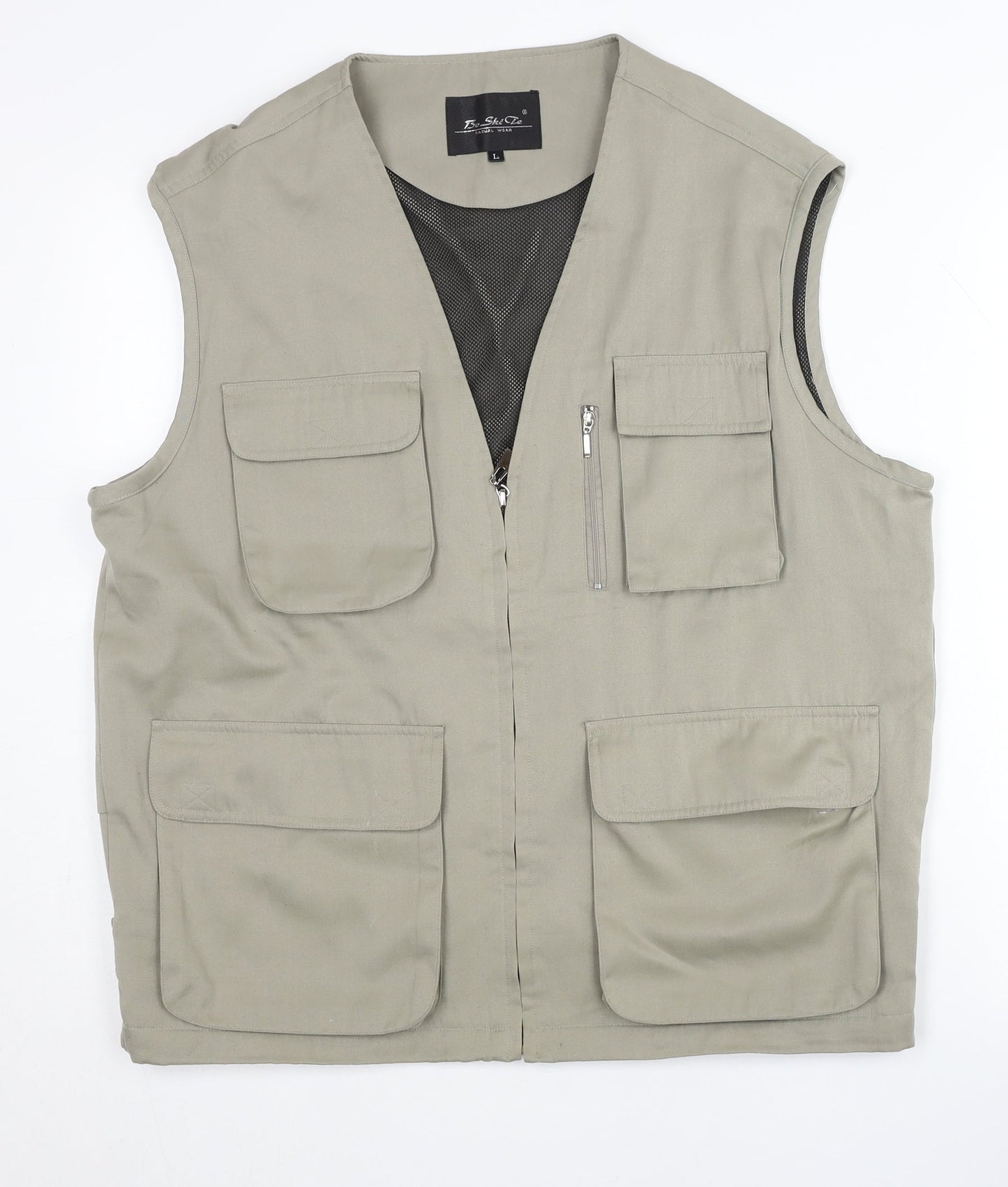 Mens UK Size L Bo Shi Te Beige Basic Jacket