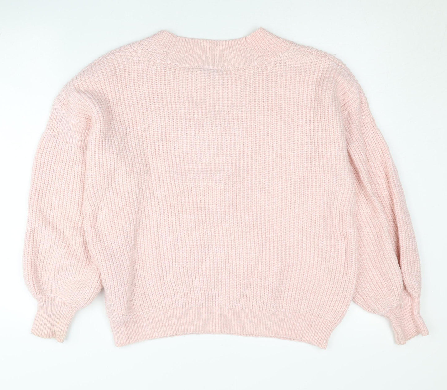 ASOS DESIGN Womens Pink V-Neck Chunky Knit Pullover Jumper Size 18