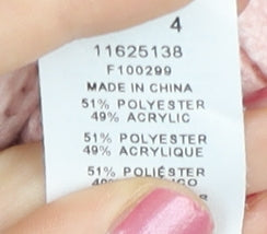 ASOS DESIGN Womens Pink V-Neck Chunky Knit Pullover Jumper Size 18