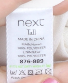 Next Women Tall Ivory Shift Beaded Dress Size 14 Sleeveless V-Neck