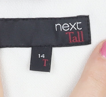 Next Women Tall Ivory Shift Beaded Dress Size 14 Sleeveless V-Neck