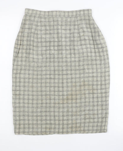 August Silk Womens Grey Check Pencil Skirt Size 4 Workwear