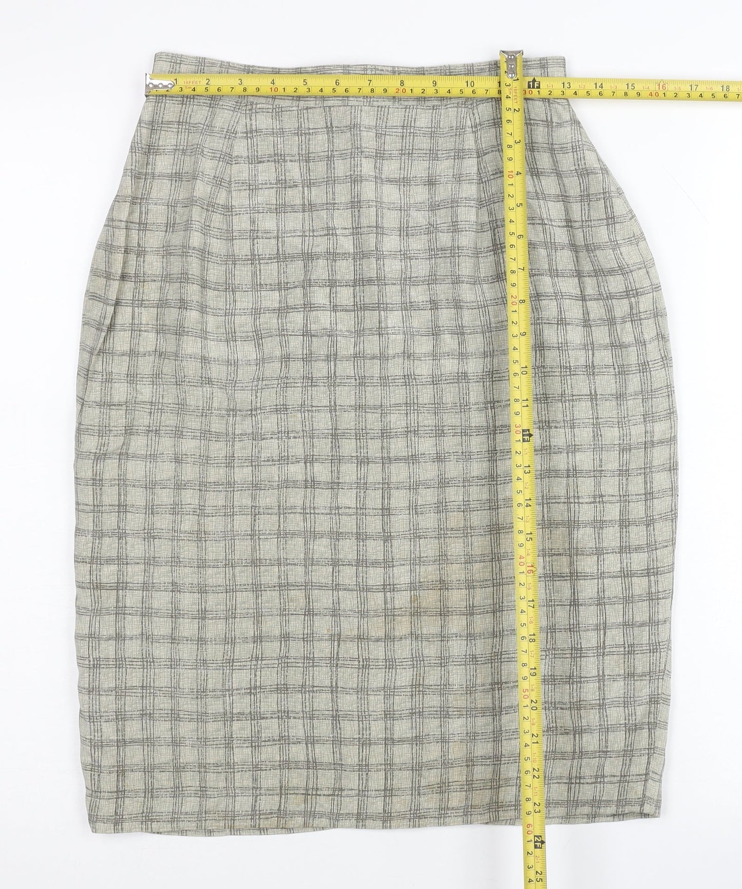 August Silk Womens Grey Check Pencil Skirt Size 4 Workwear