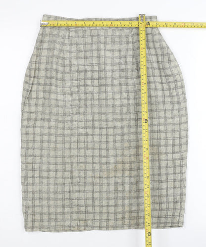 August Silk Womens Grey Check Pencil Skirt Size 4 Workwear