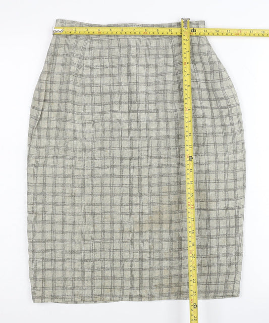 August Silk Womens Grey Check Pencil Skirt Size 4 Workwear
