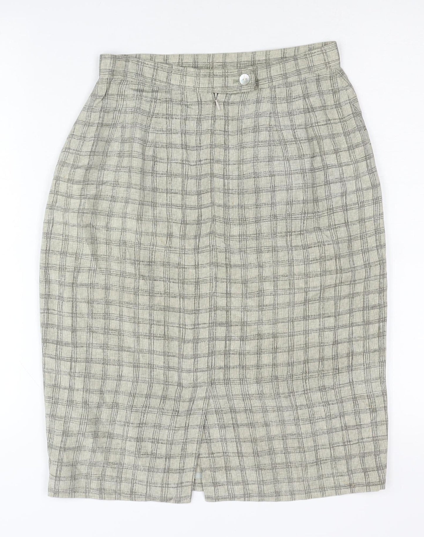 August Silk Womens Grey Check Pencil Skirt Size 4 Workwear