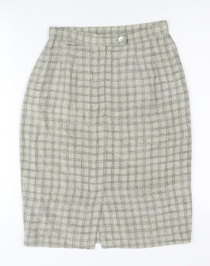August Silk Womens Grey Check Pencil Skirt Size 4 Workwear