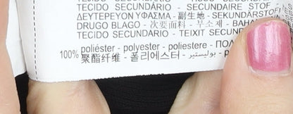 Zara Women Black Bodysuit Puff Sleeve Ruched Top Size L