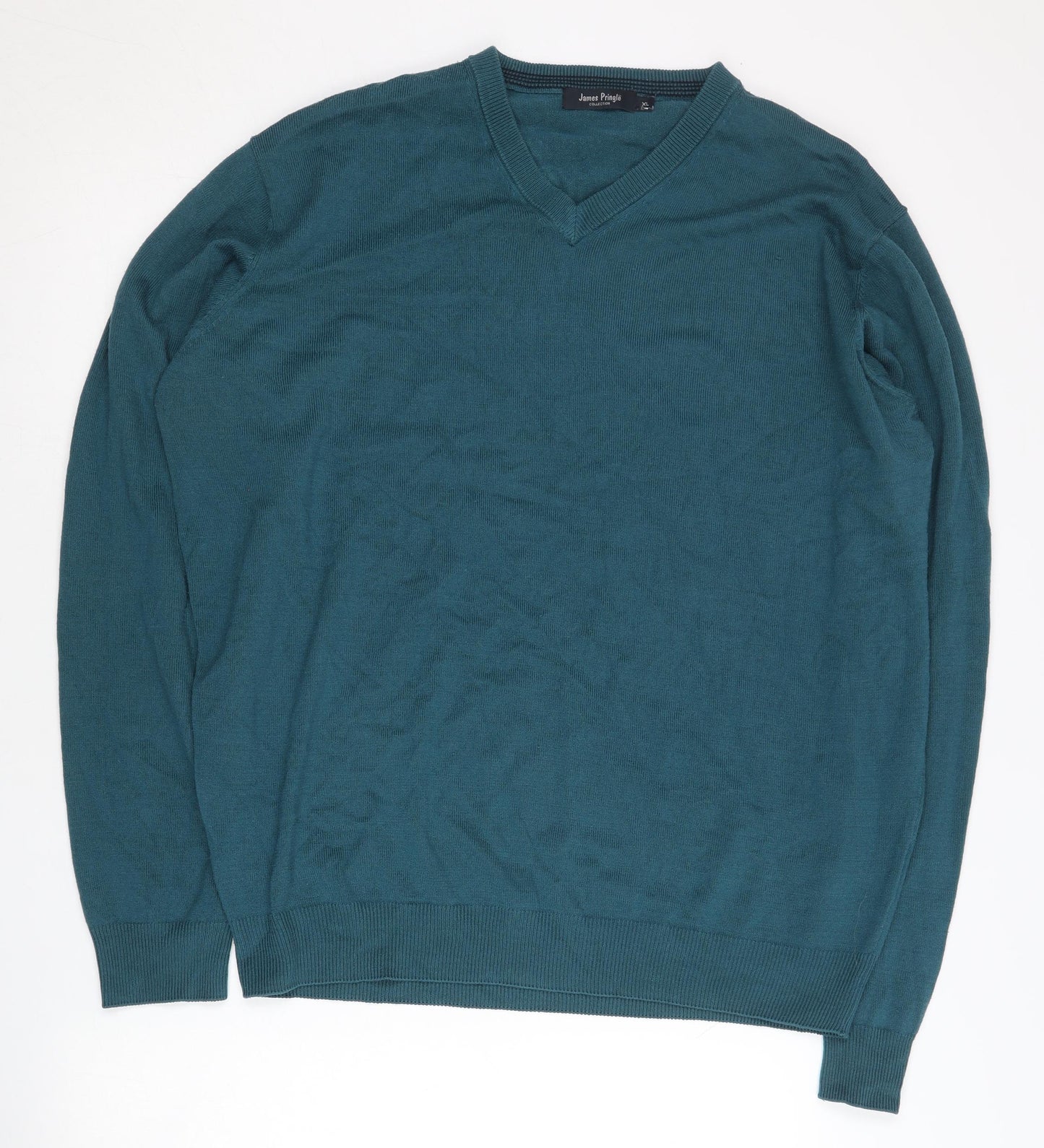 James Pringle Mens Green XL V-Neck Acrylic Pullover Jumper