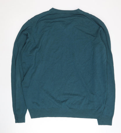 James Pringle Mens Green XL V-Neck Acrylic Pullover Jumper